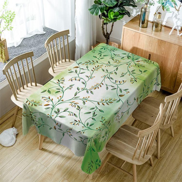 Green Tree Branch Yellow Flower Rectangle Tablecloth Table Decor Home Decor