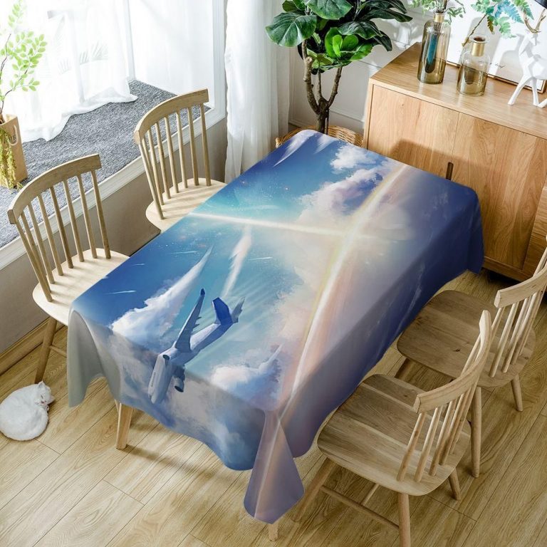 High Altitude Airplane Blue Sky Rectangle Tablecloth Table Decor Home Decor