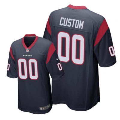 Houston Texans #00 Navy Men Custom Game Jersey