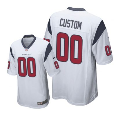 Houston Texans #00 White Men Custom Game Jersey