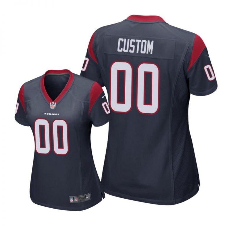 Houston Texans # Navy Custom Game Jersey - Women