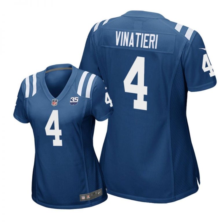 Indianapolis Colts #4 Royal Adam Vinatieri 35th Anniversary Jersey - Women