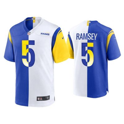 Jalen Ramsey Los Angeles Rams Royal White 2021 Split Game Jersey