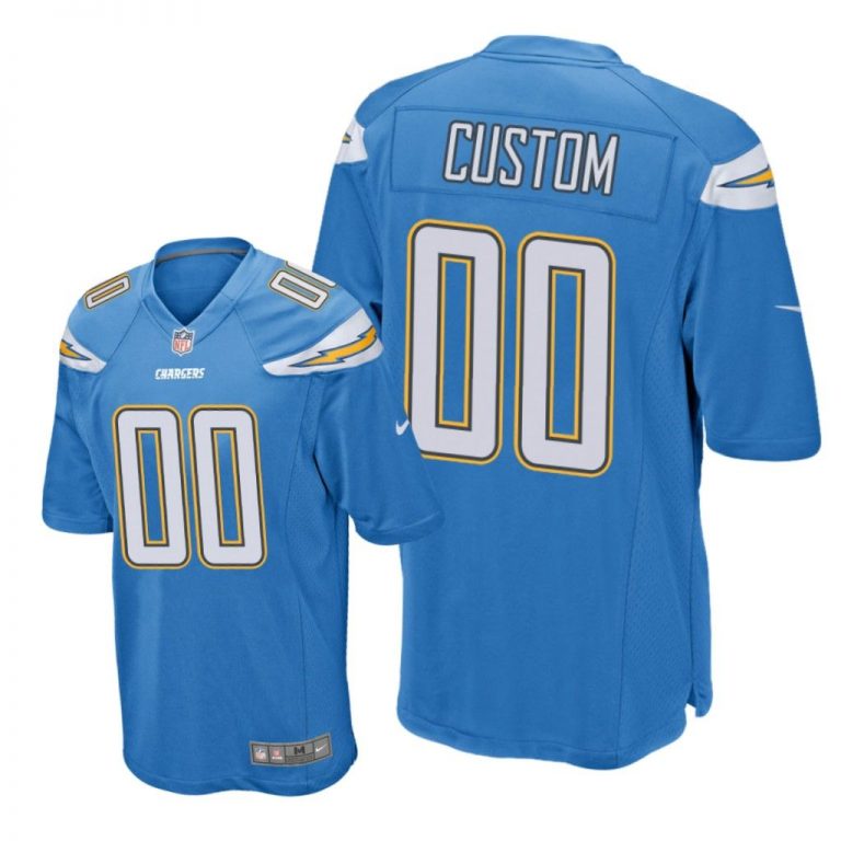 Los Angeles Chargers #00 Powder Blue Men Custom Game Jersey