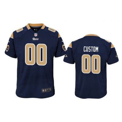 Los Angeles Rams #00 Navy Custom Game Jersey - Youth