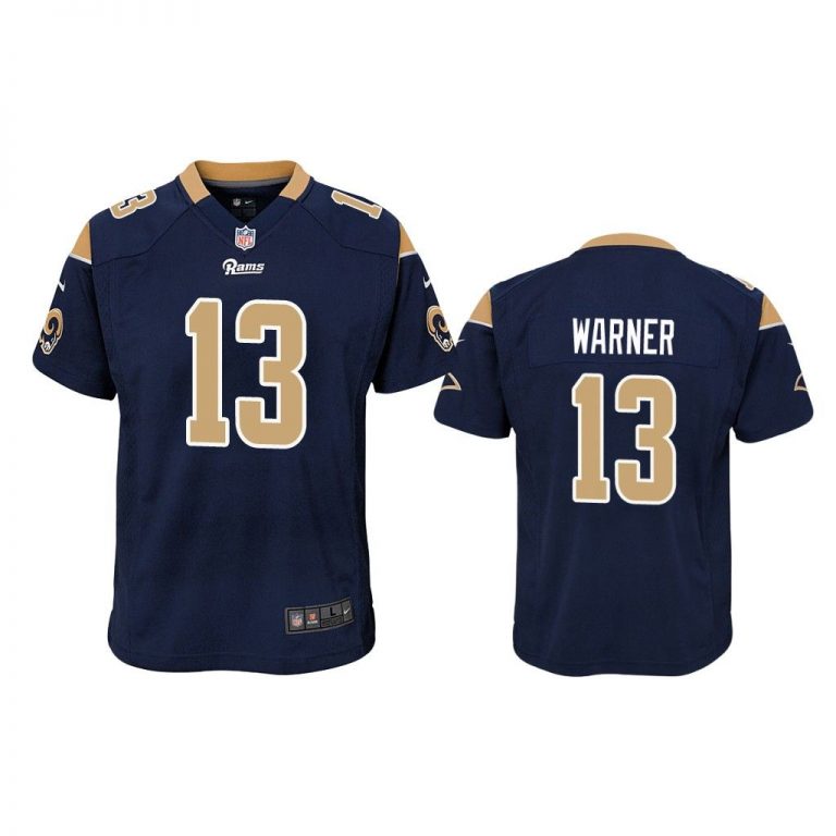 Los Angeles Rams #13 Navy Kurt Warner Game Jersey - Youth