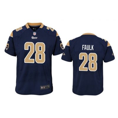 Los Angeles Rams #28 Navy Marshall Faulk Game Jersey - Youth