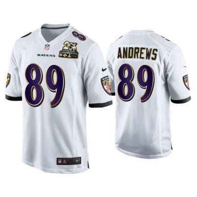 Mark Andrews Baltimore Ravens White 2X Super Bowl Champions Patch Game Jersey