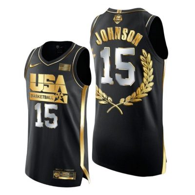 Men 1992 Dream Team Magic Johnson Glory Golden Limited Edition Black Jersey