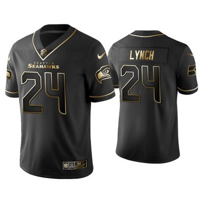 Men 2019 Golden Edition Limited Seahawks Marshawn Lynch Black Jersey
