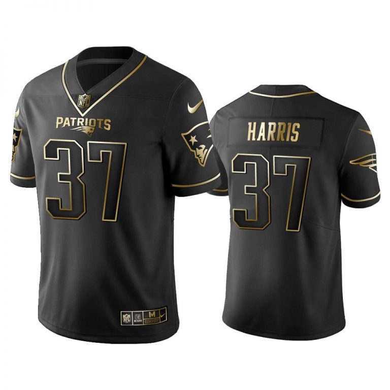 Men 2019 Golden Edition Patriots Damien Harris Black Jersey