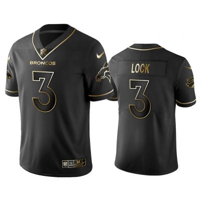 Men 2019 Golden Edition Vapor Limited Broncos Drew Lock Black Jersey