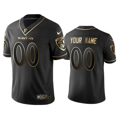 Men 2019 Golden Edition Vapor Untouchable Limited Baltimore Ravens Custom Black Jersey