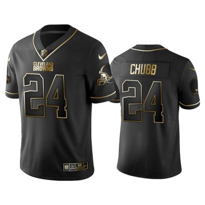 Men 2019 Golden Edition Vapor Untouchable Limited Cleveland Browns #24 Nick Chubb Black Jersey