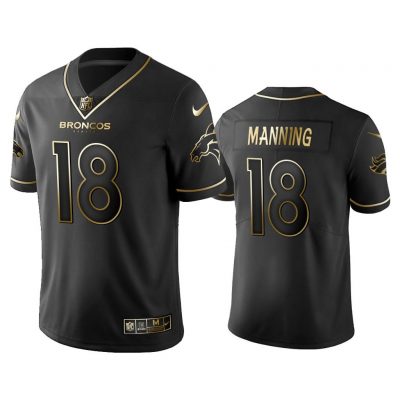 Men 2019 Golden Edition Vapor Untouchable Limited Denver Broncos #18 Peyton Manning Black Jersey