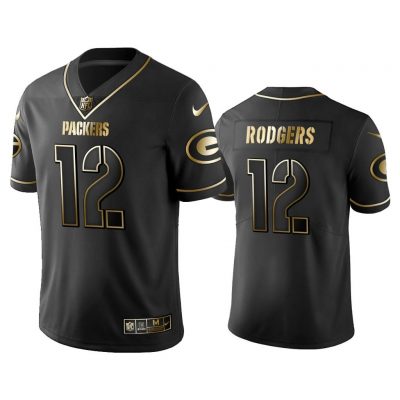 Men 2019 Golden Edition Vapor Untouchable Limited Green Bay Packers #12 Aaron Rodgers Black Jersey