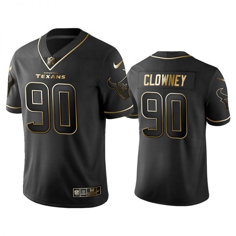 Men 2019 Golden Edition Vapor Untouchable Limited Houston Texans #90 Jadeveon Clowney Black Jersey