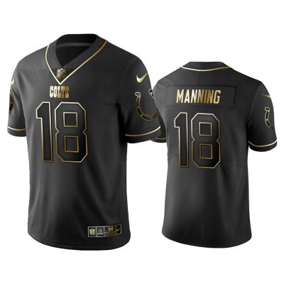 Men 2019 Golden Edition Vapor Untouchable Limited Indianapolis Colts #18 Peyton Manning Black Jersey