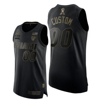 Men 2020 Miami Heat Custom Salute To Service Black Limited Jersey