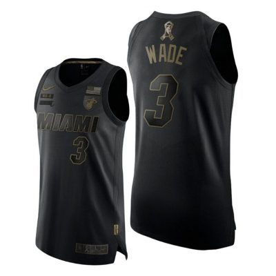 Men 2020 Miami Heat Dwyane Wade Salute To Service Black Limited Jersey