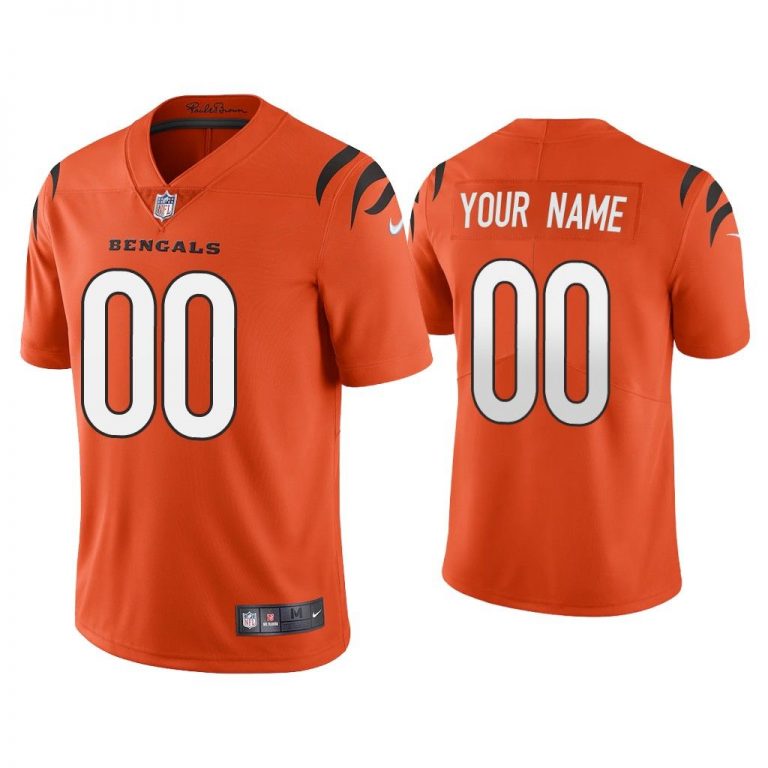 Men 2021 Custom Cincinnati Bengals Orange Vapor Limited Jersey