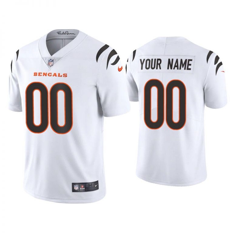 Men 2021 Custom Cincinnati Bengals White Vapor Limited Jersey