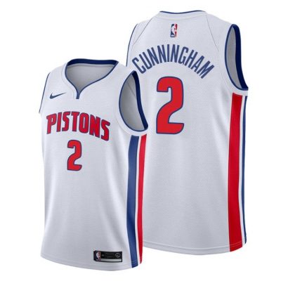 Men 2021 NBA Draft First Pick Cade Cunningham Detroit Pistons White Jersey Association Edition
