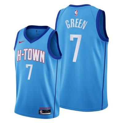 Men 2021 NBA Draft Jalen Green Houston Rockets Blue Jersey City Edition