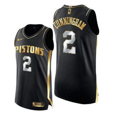 Men 2021 NBA Draft No.1 Cade Cunningham Detroit Pistons Blue Jersey Golden Edition