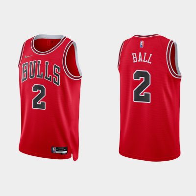 Men 2021/22 Bulls 75th Anniversary Diamond Lonzo Ball Red Jersey Icon