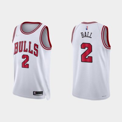 Men 2021/22 Bulls 75th Anniversary Diamond Lonzo Ball White Jersey Association