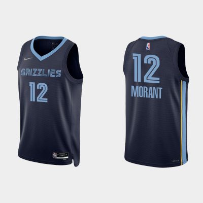 Men 2021/22 Grizzlies 75th Anniversary Diamond Ja Morant Navy Jersey Icon