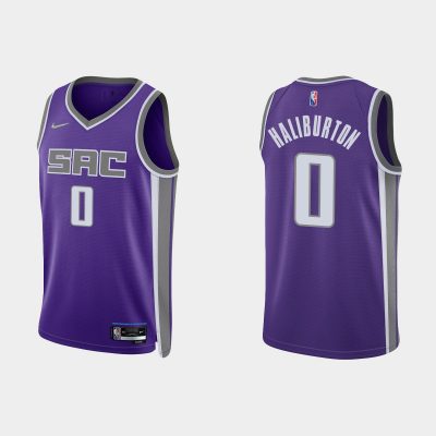 Men 2021/22 Kings 75th Anniversary Diamond Tyrese Haliburton Purple Jersey Icon