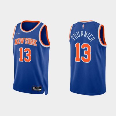 Men 2021/22 Knicks 75th Anniversary Diamond Evan Fournier Blue Jersey Icon