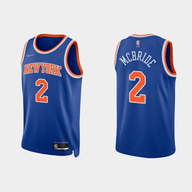 Men 2021/22 Knicks 75th Anniversary Diamond Miles McBride Blue Jersey Icon