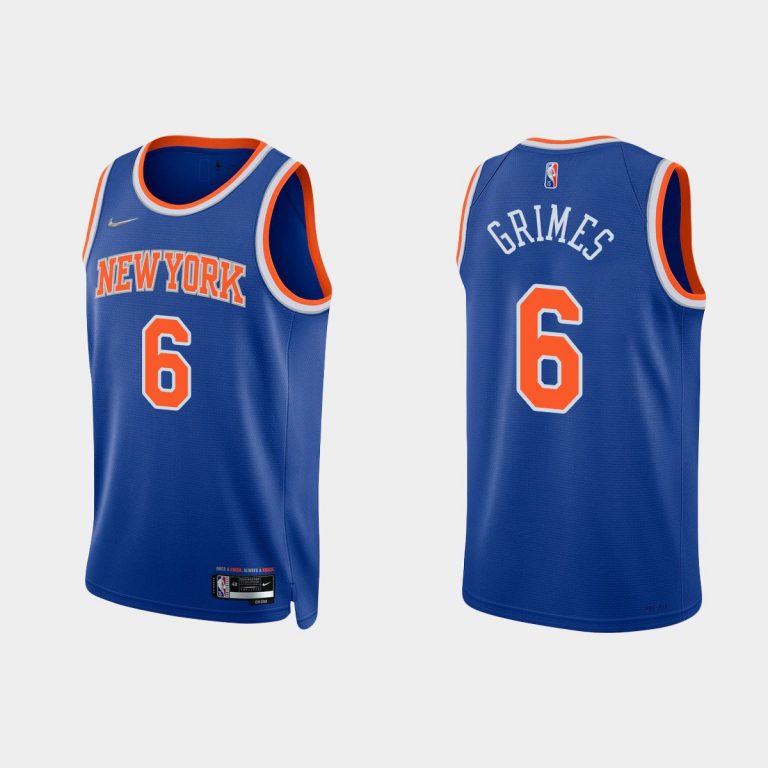 Men 2021/22 Knicks 75th Anniversary Diamond Quentin Grimes Blue Jersey Icon