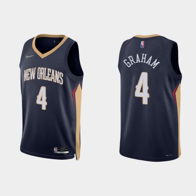 Men 2021/22 Pelicans 75th Anniversary Diamond Devonte' Graham Navy Jersey Icon