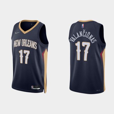 Men 2021/22 Pelicans 75th Anniversary Diamond Jonas Valanciunas Navy Jersey Icon