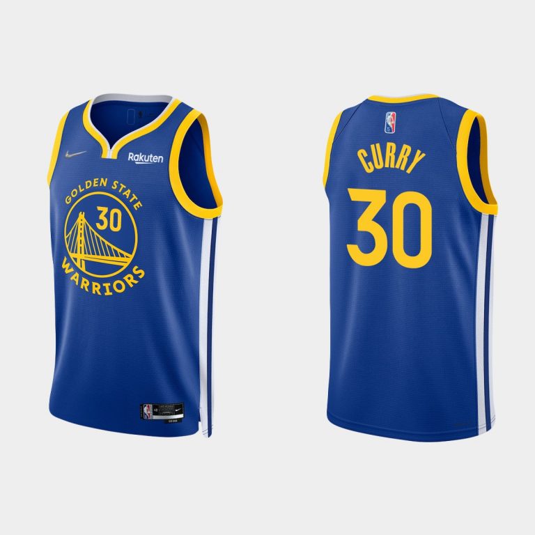 Men 2021/22 Warriors 75th Anniversary Diamond Stephen Curry Royal Jersey Icon