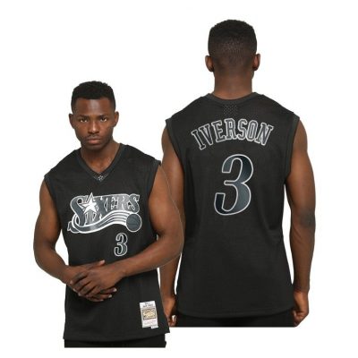 Men 76Ers Allen Iverson Hardwood Classics Limited Allocation Black Jersey