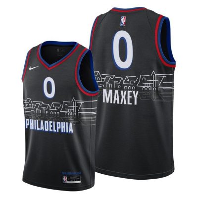 Men 76ers #0 Tyrese Maxey Black 2020-21 City Jersey 2020 NBA Draft