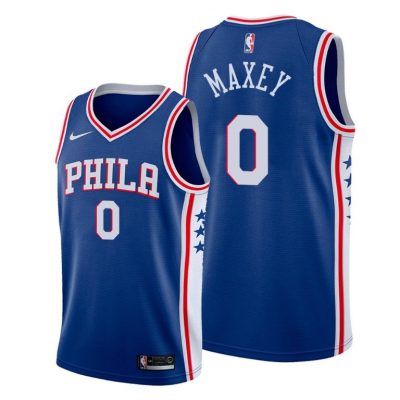 Men 76ers #0 Tyrese Maxey Blue 2020-21 Icon Jersey 2020 NBA Draft