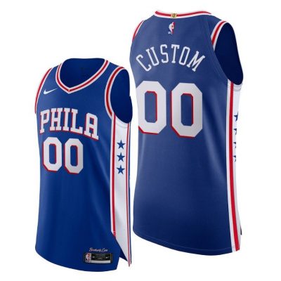 Men 76ers #00 Custom Royal 2020-21 Icon Jersey