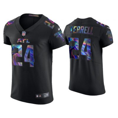 Men A.J. Terrell Atlanta Falcons Black Golden Edition Holographic Jersey