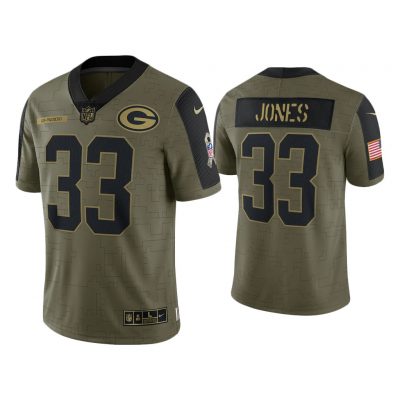 Men Aaron Jones Green Bay Packers Olive 2021 Salute To Service Limited Jersey