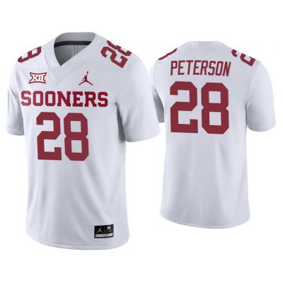 Men Adrian Peterson #28 Oklahoma Sooners White College Football Away Game Jersey