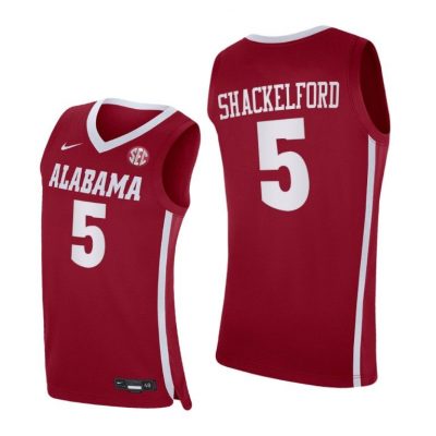 Men Alabama Crimson Tide Jaden Shackelford #5 Crimson Replica 2021 Jersey