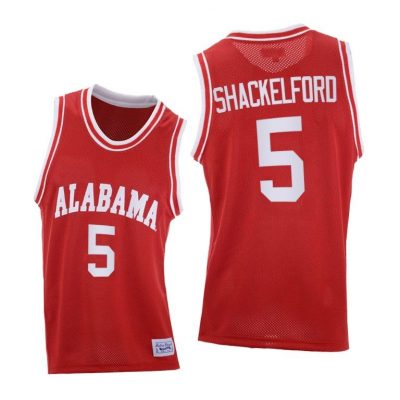 Men Alabama Crimson Tide Jaden Shackelford #5 Red Throwback 2021 Jersey