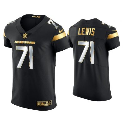 Men Alex Lewis New York Jets Black Golden Edition Elite Jersey