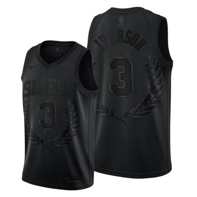 Men Allen Iverson #3 MVP 76ers Black Jersey
